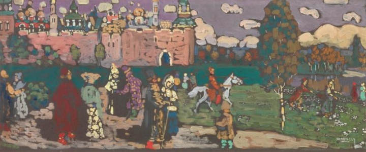 康丁斯基《古俄羅斯》23×54.7cm 紙板坦培拉 1904
