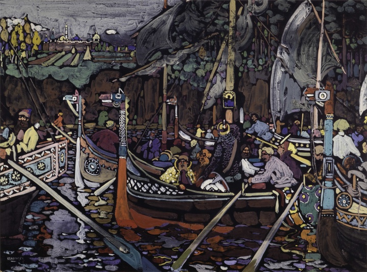 康定斯基《歌》49×66cm 光面紙板蛋彩 1906，1981年由妮娜·康定斯基女士遺贈，蓬皮杜中心，巴黎，法國國家現(xiàn)代藝術(shù)博物館—工業(yè)設(shè)計中心
