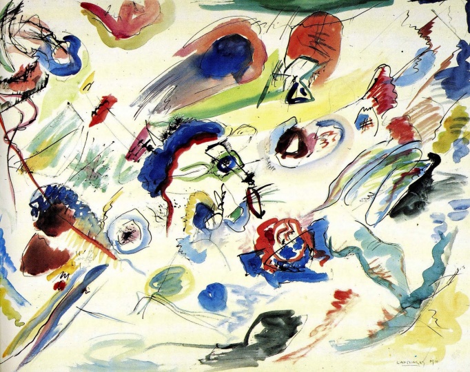 康定斯基《第一幅水彩抽象畫》49.6×64.8cm 水彩墨水鉛筆紙版畫 1910
