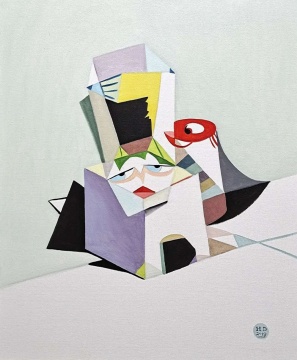 洪達《幾何貓》 50X60cm 布面油畫 2019
