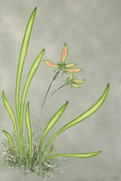 張超級  《痕跡-蘭花》 150x225cm 亞麻布丙烯 2021
