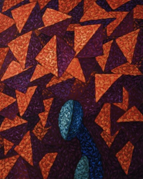 羅旭 《方格里的自畫像》 120×150cm 布面丙烯 2012
