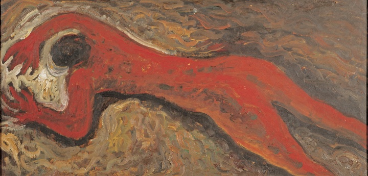 《紅色人體》 48×100cm 板上油畫 1984
