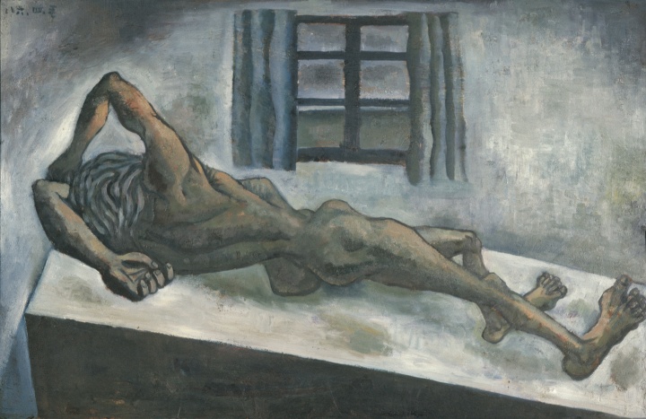 《水泥房間里的人體·正午》 65×100cm 板上油畫 1986
