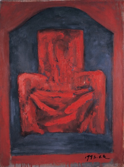 《家長(zhǎng)的紅色座椅》 103×77cm 布面油畫 1993
