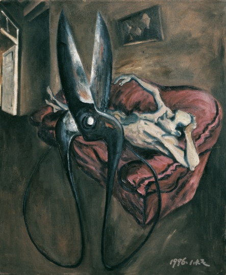 《剪刀和你的煩惱在一起》 145×120cm 布面油畫 1996