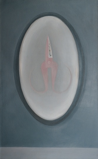 《鏡子里的剪刀》 180×110cm 布面油畫 1999
