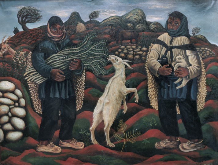 《圭山組畫·紅土的恩賜——春天的綠樹枝》 80×120cm 布面油畫 1987
