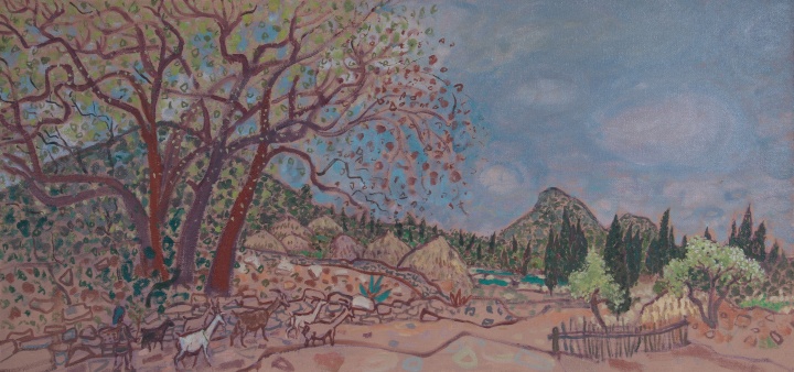 《圭山寫生·春天的西北村口》 75×165cm 布面油畫 2014
