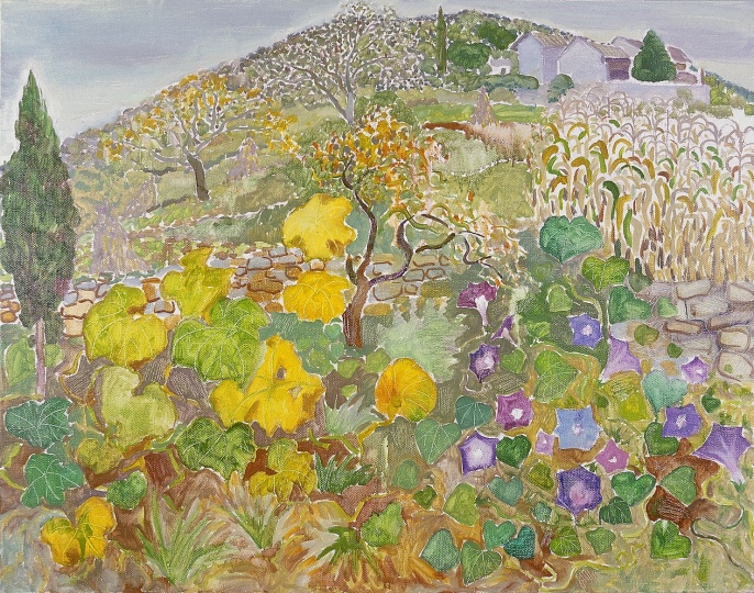《圭山·有瓜葉和牽?；ǖ娘L(fēng)景》 70×90cm 布面油畫 2010
