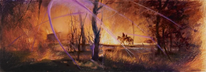 《永不退色的火光》 36×102cm 紙本油畫棒 2021

 
