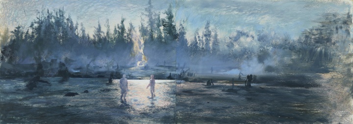 《來自霞光》 36×102cm 紙本油畫棒 2021

 
