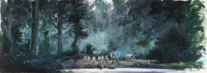 《深林》 36×102cm 紙本油畫棒 2021
