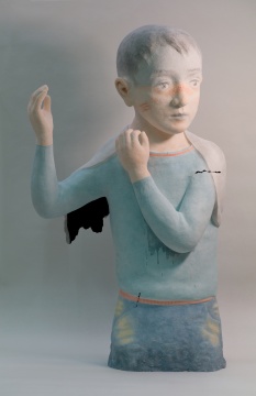 《行吟者》 高160cm 紙漿空殼 水墨上色 2021
