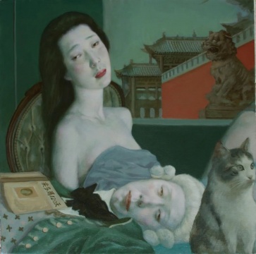 汪翀 《侯爵和他的女伴》 61x61cm 布面油畫(huà) 2021
