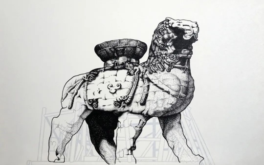 周童 《鏢不喊滄》41x26cm 紙本綜合繪畫(huà)，裱糊 2021
