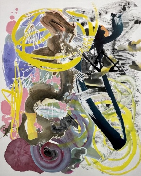 鄔建安 《五百筆》160 x 120 cm 紙本水墨、彩墨，剪紙拼貼于背絹宣紙  2021
