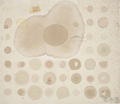 梁銓 《茶的回憶之三》 45×53cm 茶、色、墨、宣紙拼貼 2008
