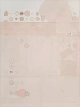 梁銓 《冷泉之三》 122×92cm. 茶、色、墨宣紙拼貼于亞麻布 2013
