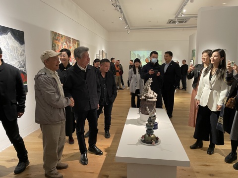 中央美術(shù)學(xué)院范迪安院長(zhǎng)和孫景波教授參觀(guān)展覽