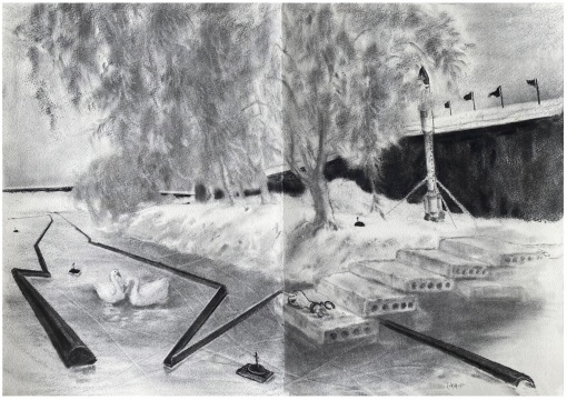《管道》42×59cm 紙、木炭 2021
