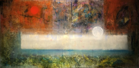 李瑞 《日月同輝》 160×80cm  布面油畫 2021