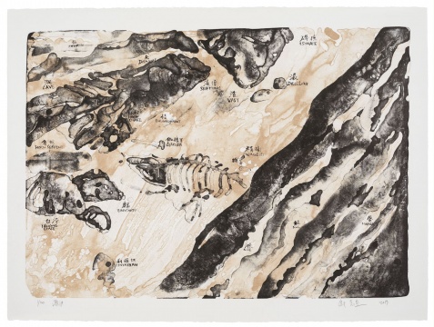 邱志杰 《潮汐》 石版套色 畫紙76×56cm，畫芯69×49cm 2019
