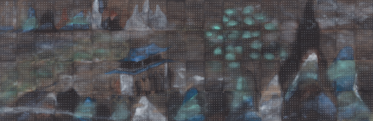 《止痛帖 遠(yuǎn)行》之一 160cmx52cm，80塊止痛貼、水墨、中國畫顏料，2015
