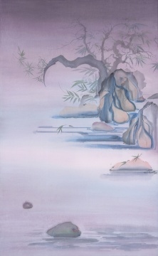《早春圖－1》 155cm×97cm，水印木刻（獨(dú)幅） 宣紙 ，2021
