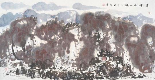任建國 青云南山飄 124x243cm 紙本設(shè)色 2016
