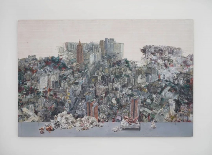 《或成都或東京或深圳》200×300cm 油彩 畫布 2006 ? 屠宏濤 圖片：Lévy Gorvy 作品于2020年Lévy Gorvy香港空間“屠宏濤”個展中展出
