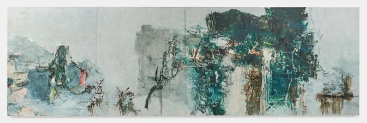 《青山見我應(yīng)如是》260×840 油彩、四聯(lián)畫布 2019 ?屠宏濤 圖片：Lévy Gorvy 作品于2020年Lévy Gorvy倫敦“屠宏濤：一波三折”個展中展出 
