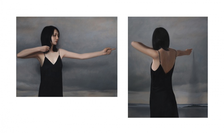 《開(kāi)弓》左：100×120cm 右：120×100cm 布面油畫(huà) 2021
