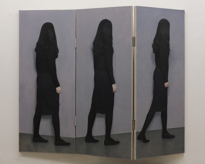 《放映》100×80cm×3 布面油畫(huà) 2017
