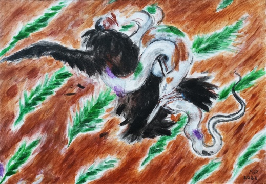 《龍和鳳1#》55X79cm 布面油畫 2022
