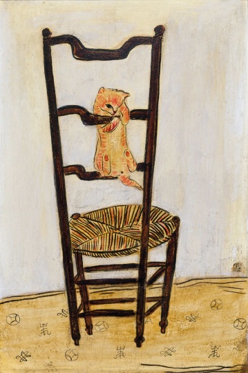  

常玉《在椅子上攀爬的貓；裸女（雙面畫）》

50.7×33.4cm 油彩 纖維板 原裝畫框 1930年底

估價(jià)：1000萬-1800萬港元

2023佳士得香港春拍二十世紀(jì)藝術(shù)日間拍賣
