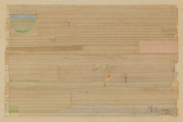 《無題》 23.5×35.7cm 

色、墨、宣紙拼貼 2002

