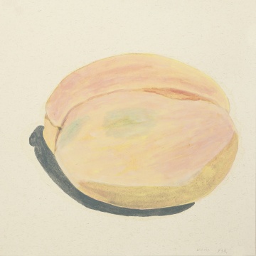 阿籽奶奶《水蜜桃》  68x68cm 紙本設(shè)色 2019
