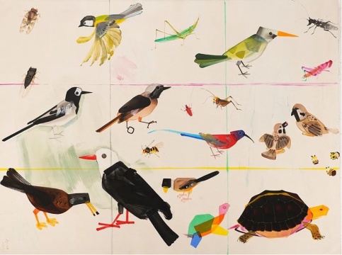 卞少之，《寫生珍禽圖 》，布面油畫，120×160 cm ， 2020
