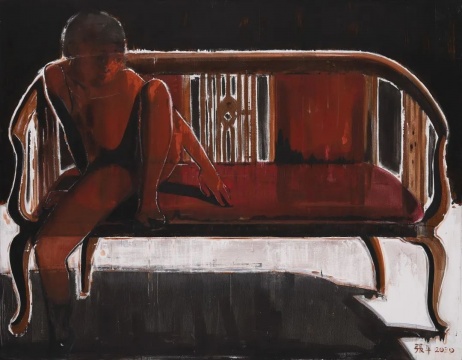 張平 《紅沙發(fā) 之二》 140x180cm 布面丙烯 2020年
