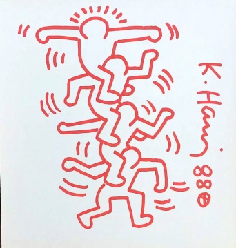 Keith Haring 凱斯·哈林《Untitled》紙本馬克筆 marker on paper 17 × 17cm 1982
