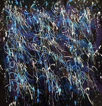 JonOne 約翰·安德魯·佩雷略《Untitled》布面丙烯 acrylic on canvas 128 × 128cm 2019
