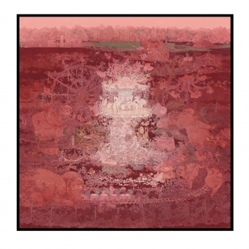 邊凱《下一站桃花源》150×150cm絹本設(shè)色 2023-2024
