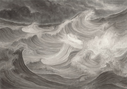 王牧羽《蹈海圖》 124×170cm 紙本水墨 2022
