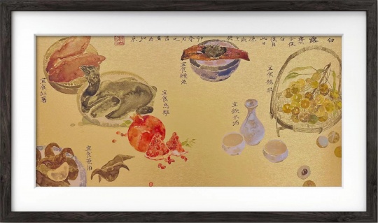 王之言《二十四節(jié)氣-露從今夜白》33×66cm 金卡紙水墨 2022
