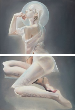 鮫人泣珠-月的潮汐 2021 布面油畫 180×125cm
