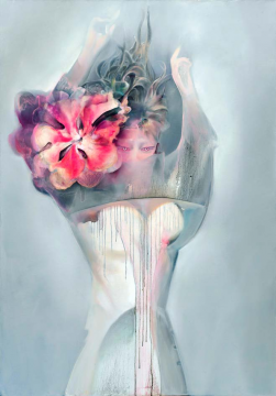 阿修羅半身像 2015 布面油畫，水晶樹脂 160×110cm
