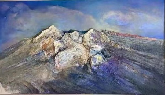 丁方《神圣山水系列》綜合材料、油彩 45×80 cm 2020-2022