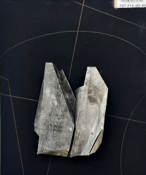 王家增《異質(zhì)空間11》45×36cm 鋁板干刻、版畫油墨、木板 2024

