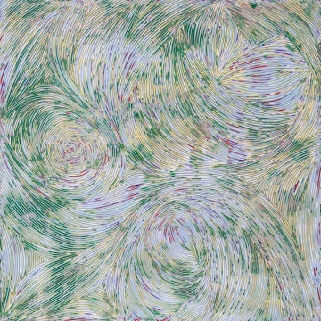 陽光在細(xì)細(xì)的鋼絲上波動，木板丙烯 ，100x100cm 2024 金俊杰
